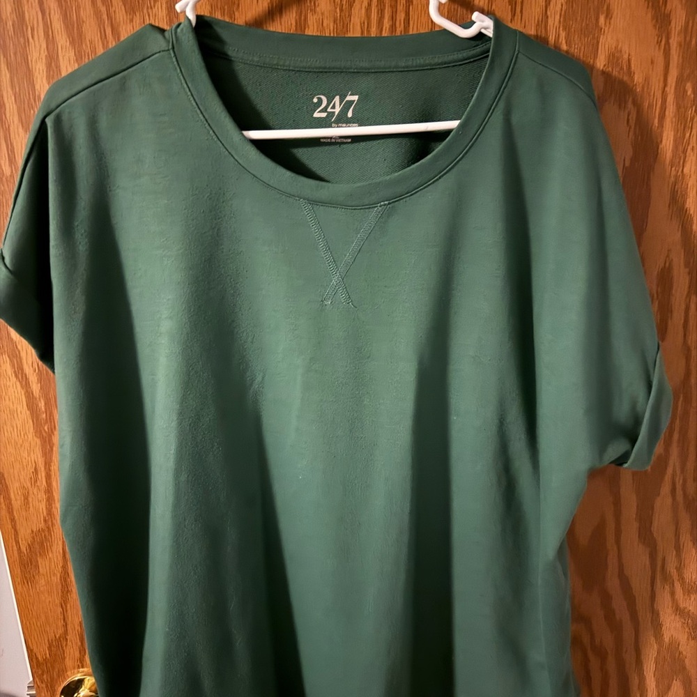 Maurices 24/7 Forest Green Short Sleeve Pullover Top, XL